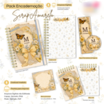 Arquivo Scrap Amarelo - Caderno Pautado A5 + Bloquinho A6 + Extras