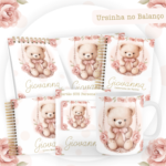 Arquivo Encadernação Baby Ursinha no Balanço Floral