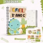 Arquivo Capa e Etiqueta Escolar  Dino