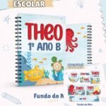 Arquivo Capa e Etiqueta Escolar Fundo do Mar