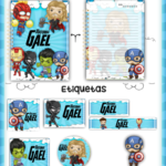 Arquivo Caderno e Etiqueta Escolar SUPER HEROIS
