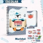 Arquivo Capa e Etiqueta Escolar Animais Marinheiros
