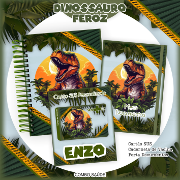 Arquivo Caderneta e Cartão SUS Dinossauro Jurassic