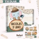 Arquivo Capa e Etiqueta Escolar 20 Safari