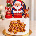 Arquivo Topo de Bolo Natal Papai Noel Chaminé