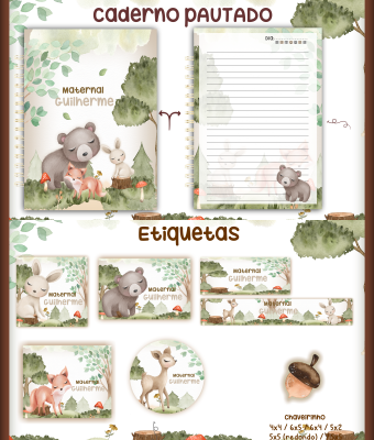 21-BOSQUE-MENINO Arquivo Caderno e Etiqueta Escolar BOSQUE MENINO - Imagem 1
