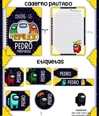 22-AMONG-US Arquivo Caderno e Etiqueta Escolar AMONG US - Imagem 1