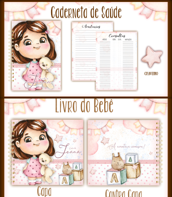 22- Menina com Ursinha Arquivo Encadernação Baby Menina com Ursinha - Imagem 1