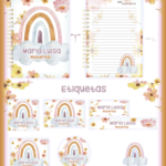 Arquivo Caderno e Etiqueta Escolar ARCO-IRIS