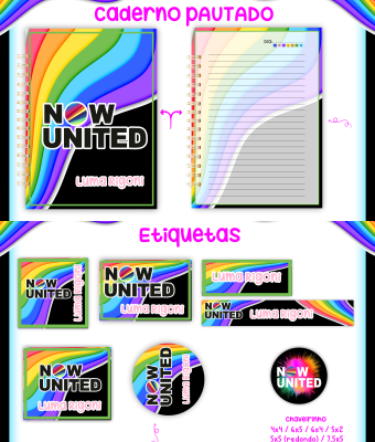 25-NOW-UNITED Arquivo Caderno e Etiqueta Escolar NOW UNITED - Imagem 1