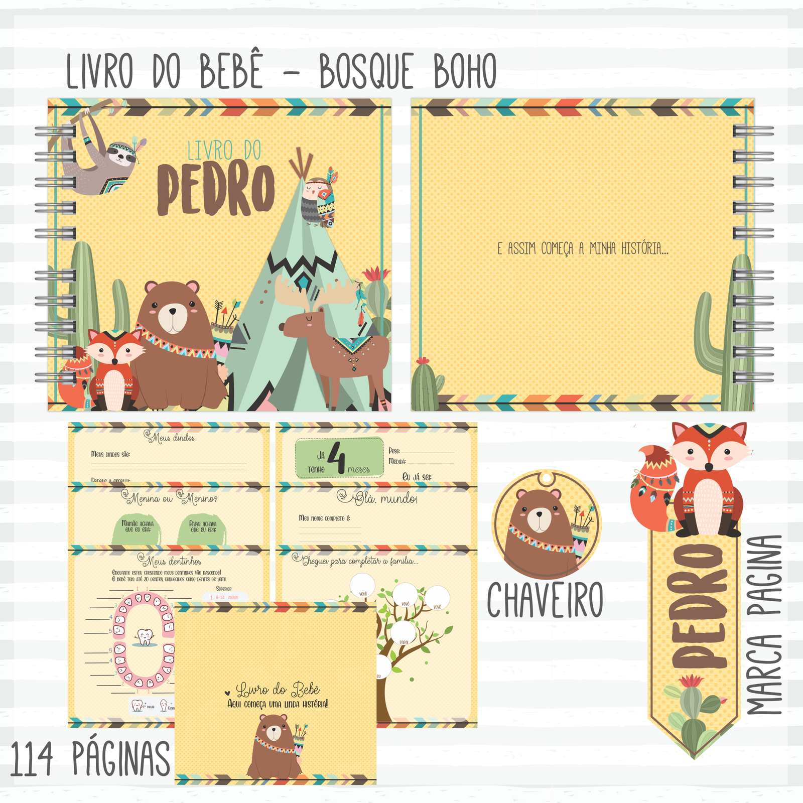 3 - Bosque Boho Arquivo Encadernação Baby Bosque Boho - Imagem 1