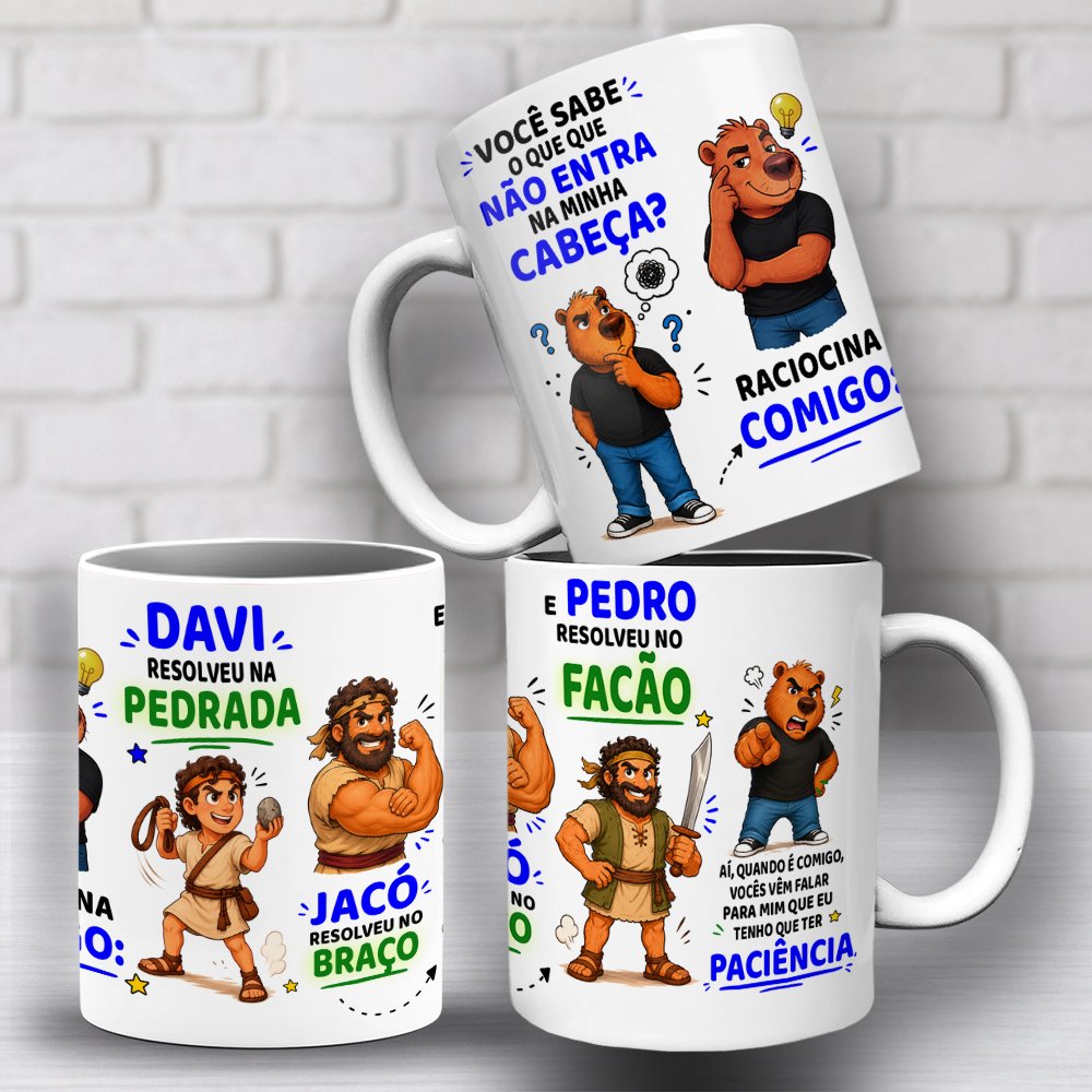 3-Caneca Capivara Davi Jacó Pedro Paciência Arquivo Caneca Capivara Davi Jacó Pedro Paciência - Imagem 1