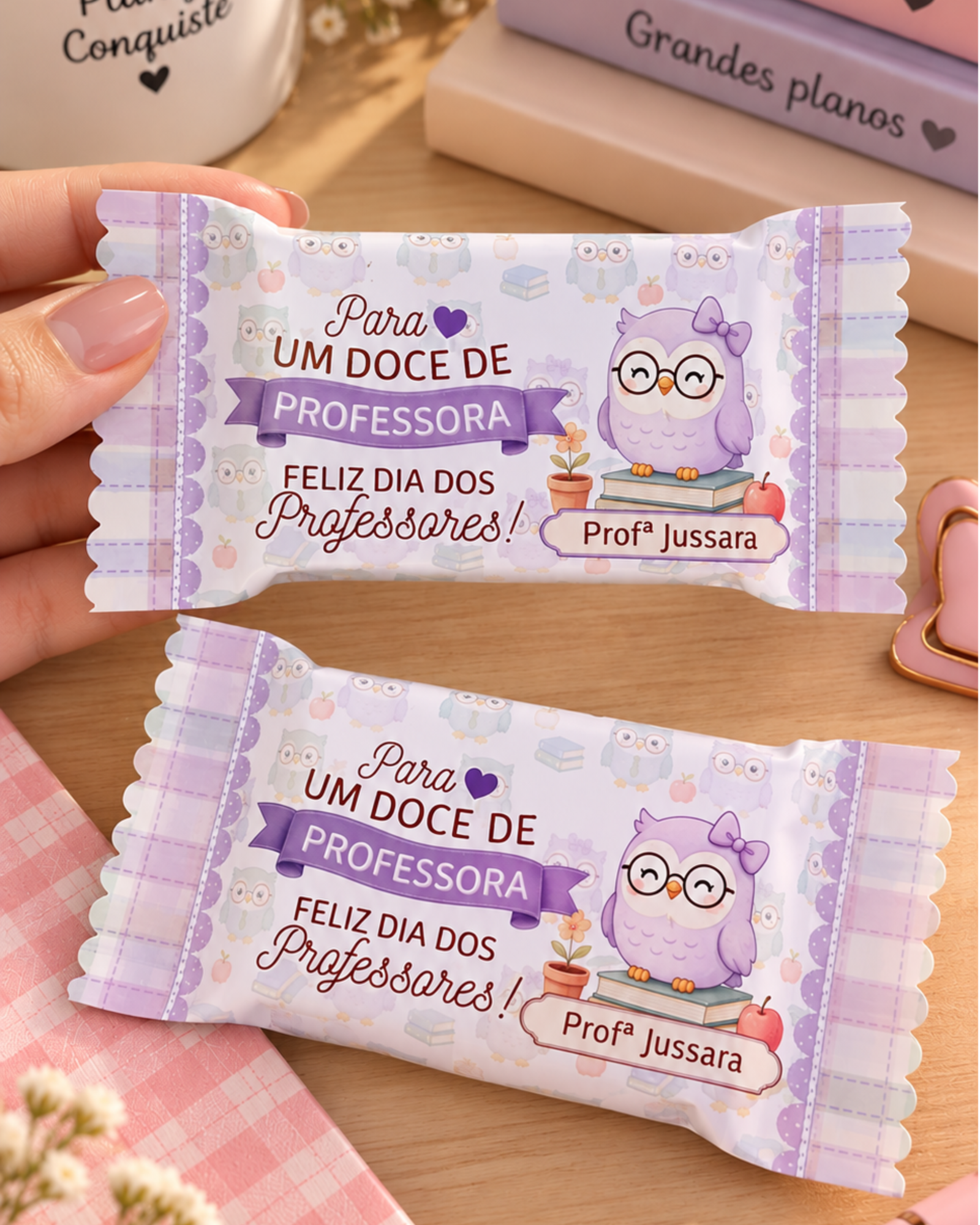 3-Corujinhas Barra chocolate e KitKat - Professores 2026 Arquivo Dia dos Professores Corujinhas Barra chocolate e KitKat - Imagem 1