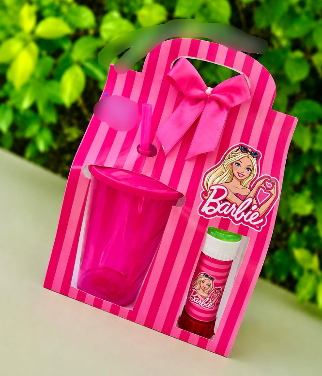 4 - BARBIE Arquivo Dia das Crianças Suporte Copo e Bolha de Sabão Barbie - Imagem 1