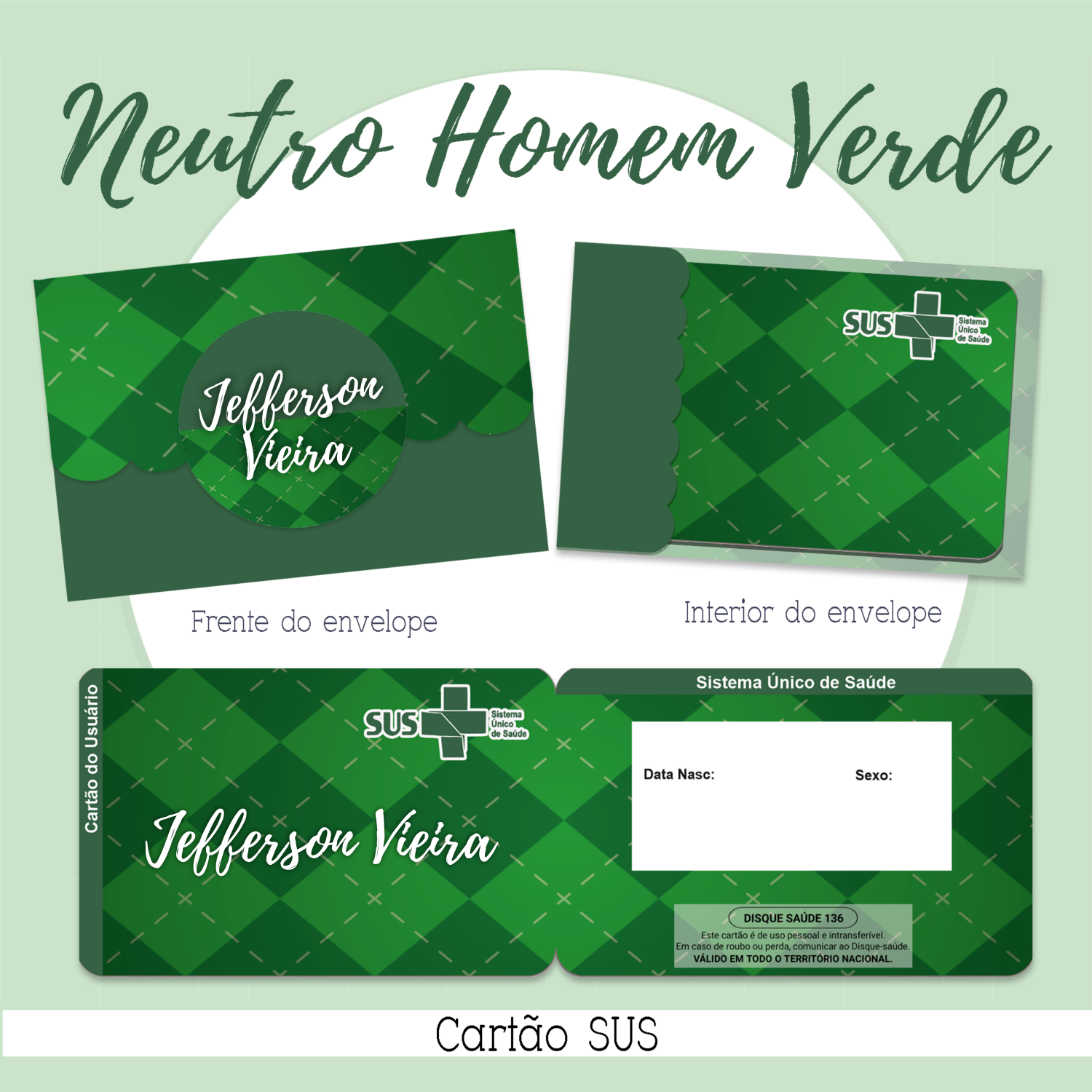 48 - NEUTRO HOMEM VERDE. Arquivo Cartão SUS NEUTRO HOMEM VERDE - Imagem 1