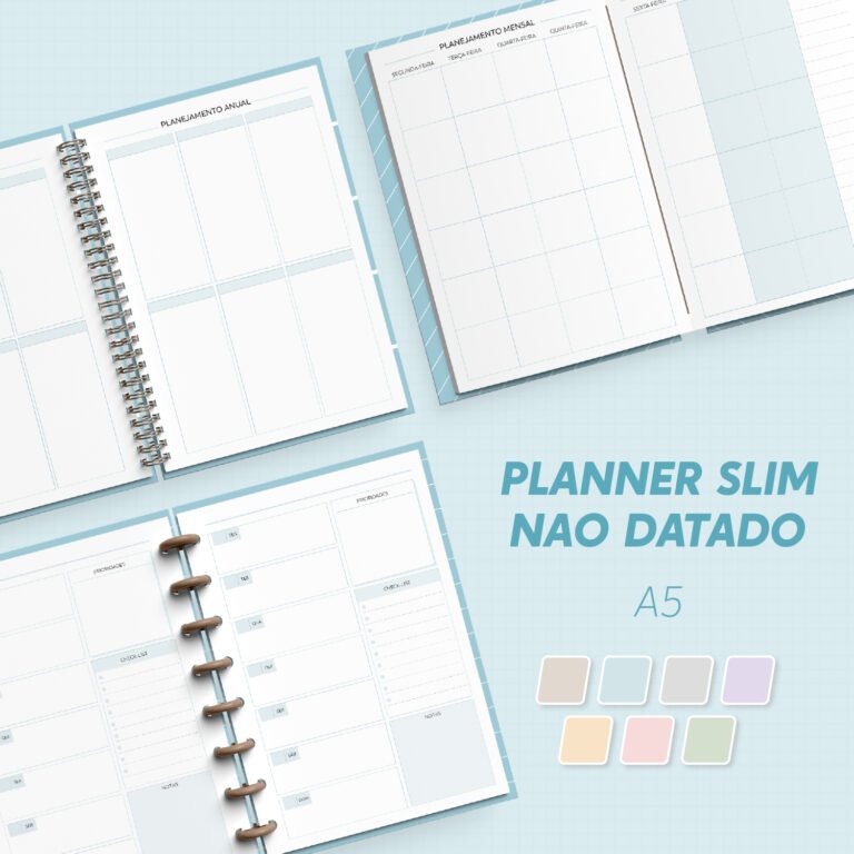 57-Planner Slim Não Datado - A5 Arquivo Planner Slim Não Datado - A5 - Imagem 1