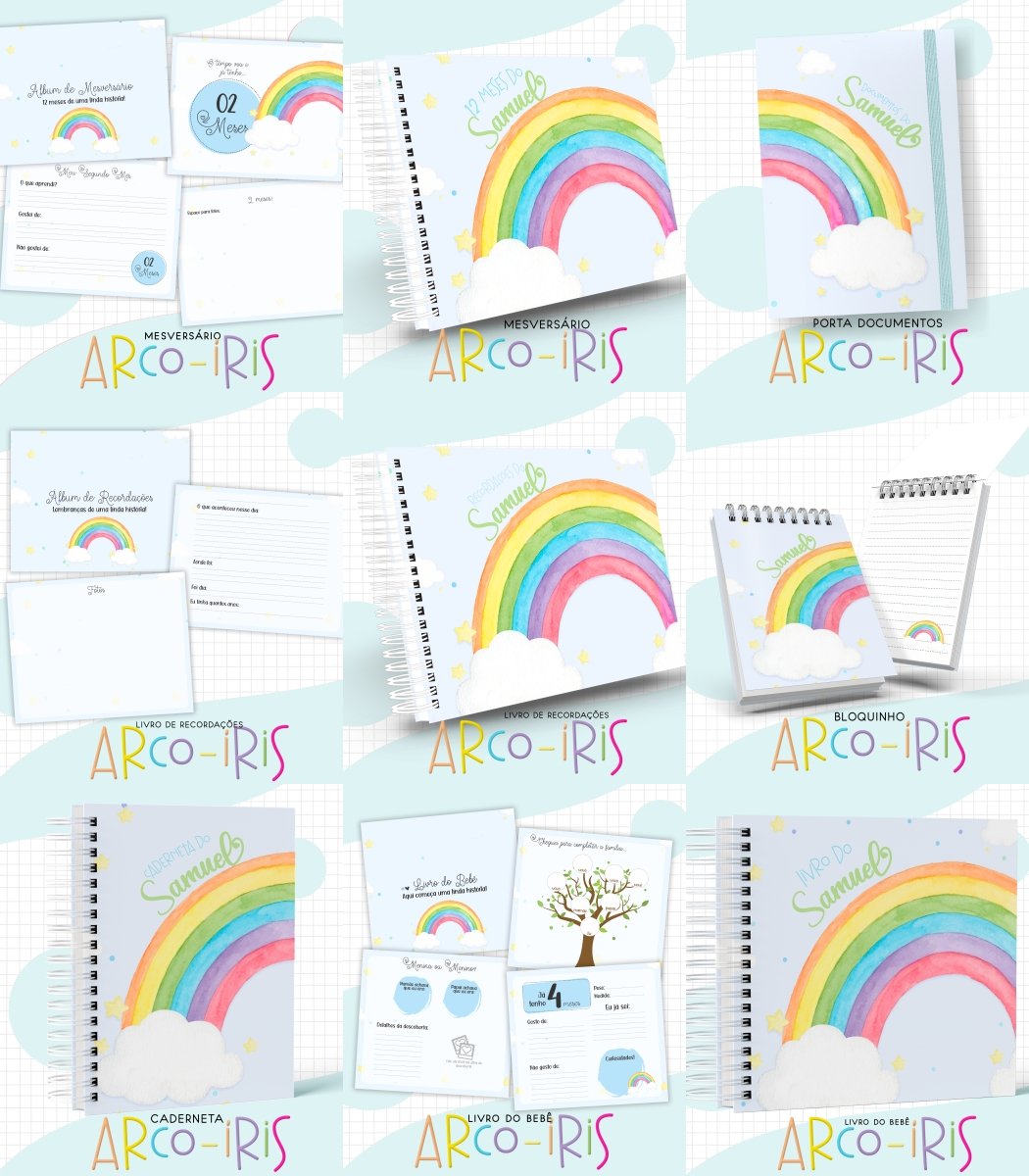 6 - Arco íris Menino Arquivo Encadernação Baby Arco íris Menino - Imagem 1