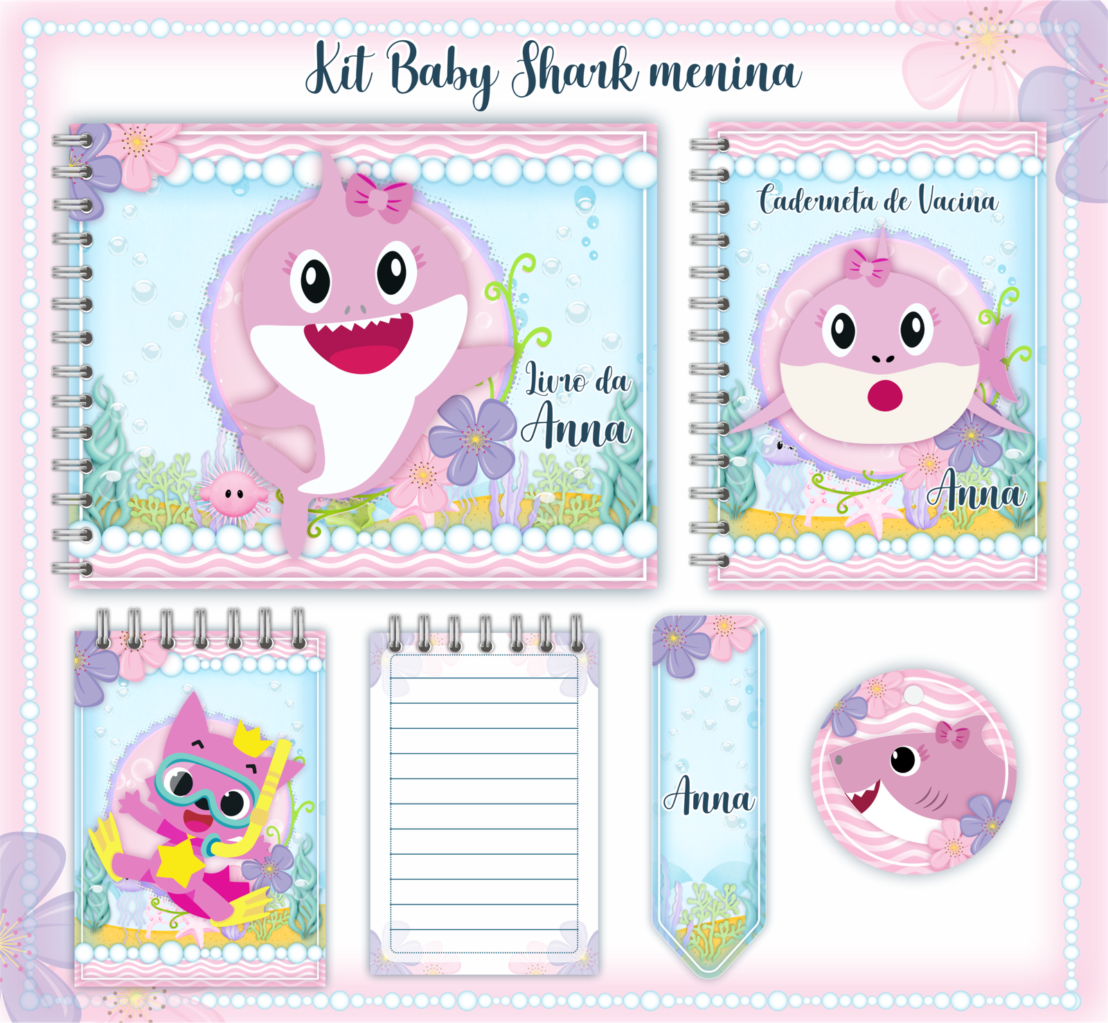 63 - BABY SHARK - GIRL Arquivo Encadernação Baby BABY SHARK - GIRL - Imagem 1