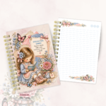 Arquivo Menina Scrap Rosa e Azul - Caderno Pautado A5 + Bloquinho A6 + Extras - Imagem 4