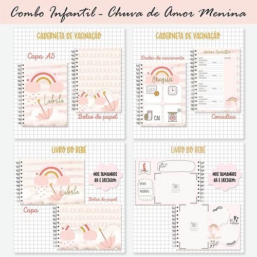 7 - Chuva de Amor Menina Arquivo Encadernação Baby Chuva de Amor Menina - Imagem 1