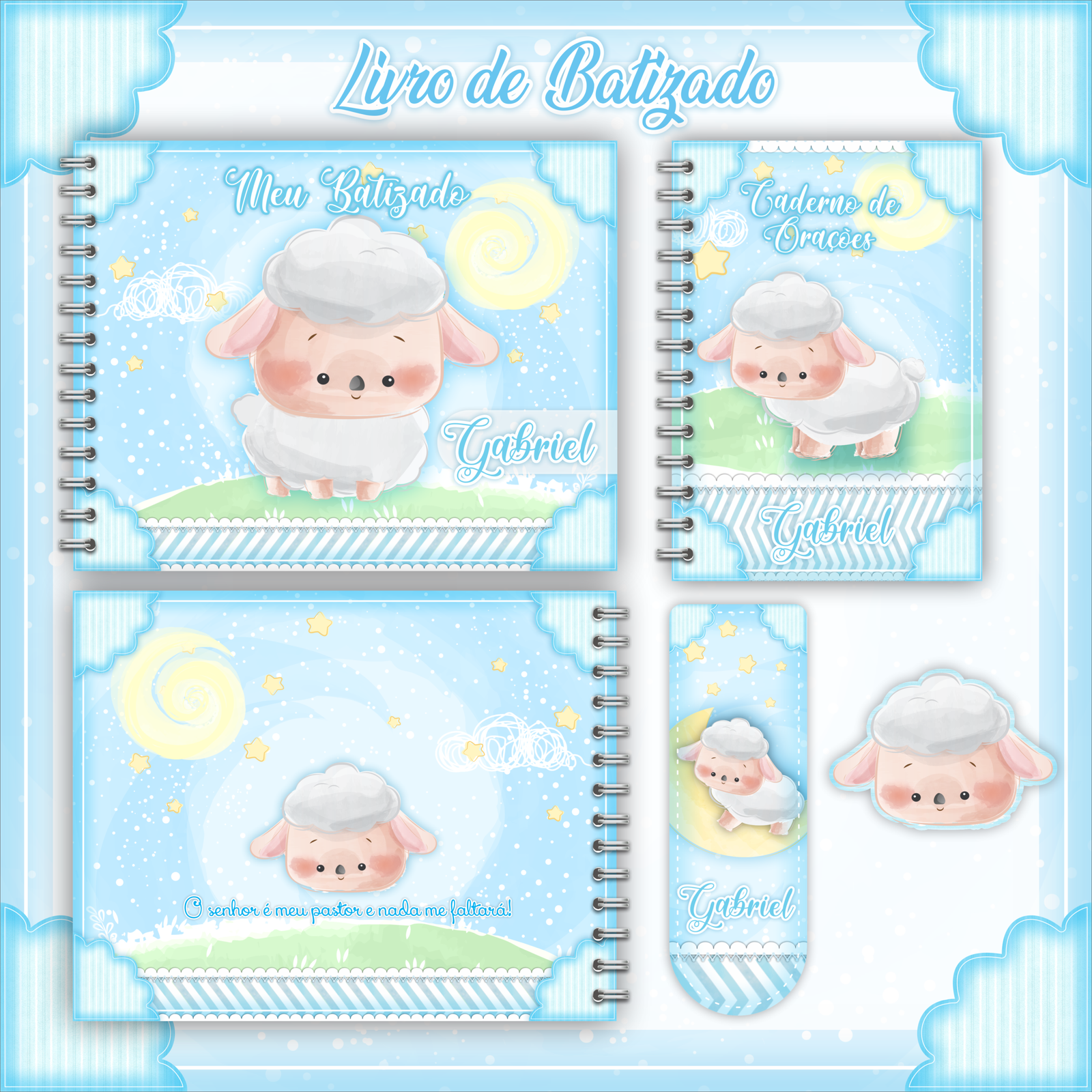7 - Livro Batizado e Caderno de Oração Ovelhinha Menino Arquivo Livro Batizado e Caderno de Oração Ovelhinha Menino - Imagem 1