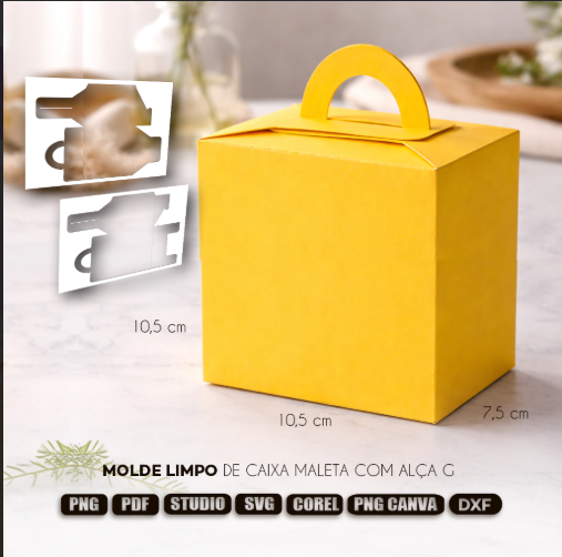 8-Molde Limpo de Caixa Maleta com alça (Lancheirinha G) Arquivo Molde Limpo de Caixa Maleta com alça (Lancheirinha G) - Imagem 1