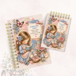 Arquivo Menina Scrap Rosa e Azul - Caderno Pautado A5 + Bloquinho A6 + Extras - Imagem 2
