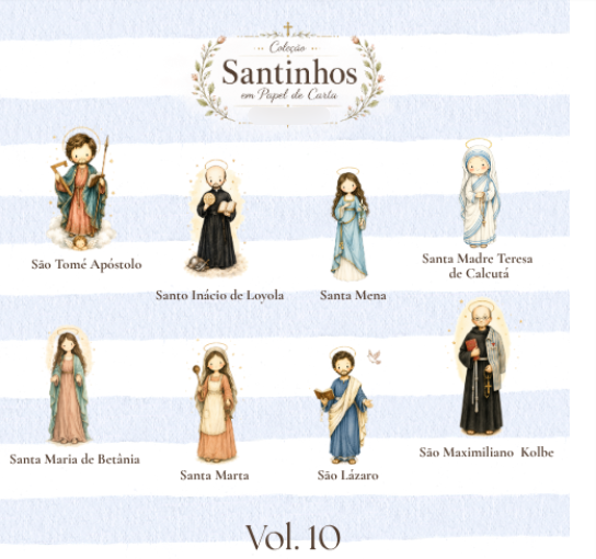 COLECAO SANTINHOS EM PAPEL DE CARTA SANTA IDEIA VOLUME 10 Kit Digital Santinhos Vol 10. - Imagem 1