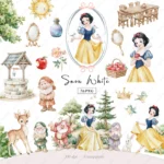 Kit Digital Aquarela da Branca de Neve
