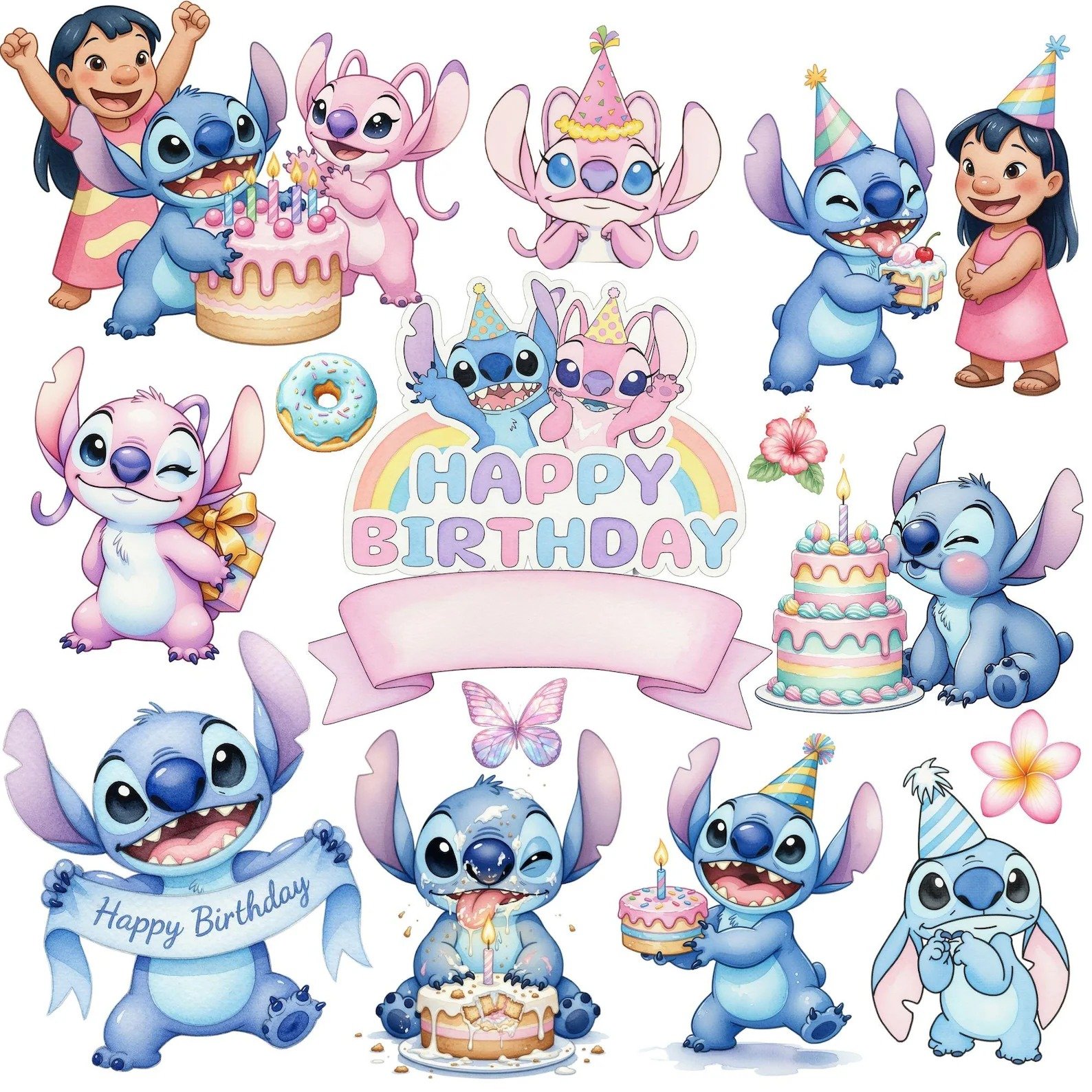 Stitch em aquarela 1 Kit Digital Stitch Aquarela 1 - Imagem 1