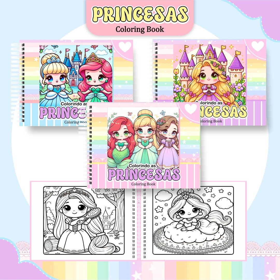 10) PRINCESAS Arquivo Livro de Colorir Princesas - Imagem 1