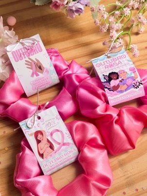 10-TAGS-SCRUNCHIES-5X16 Arquivo Outubro Rosa Tag Scrunchies - Imagem 1