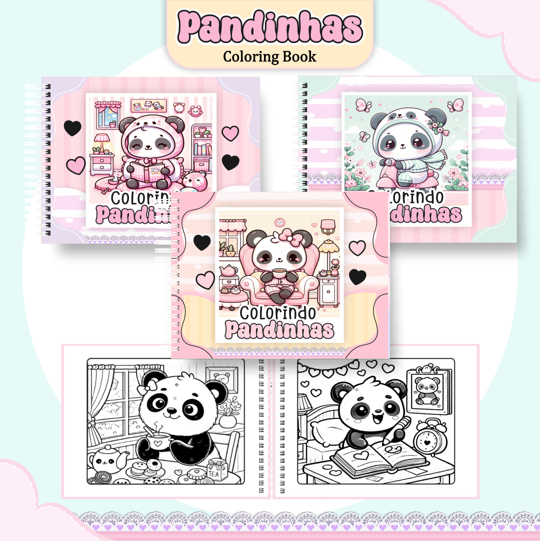 16) PANDINHAS Arquivo Livro de Colorir Pandinhas - Imagem 1