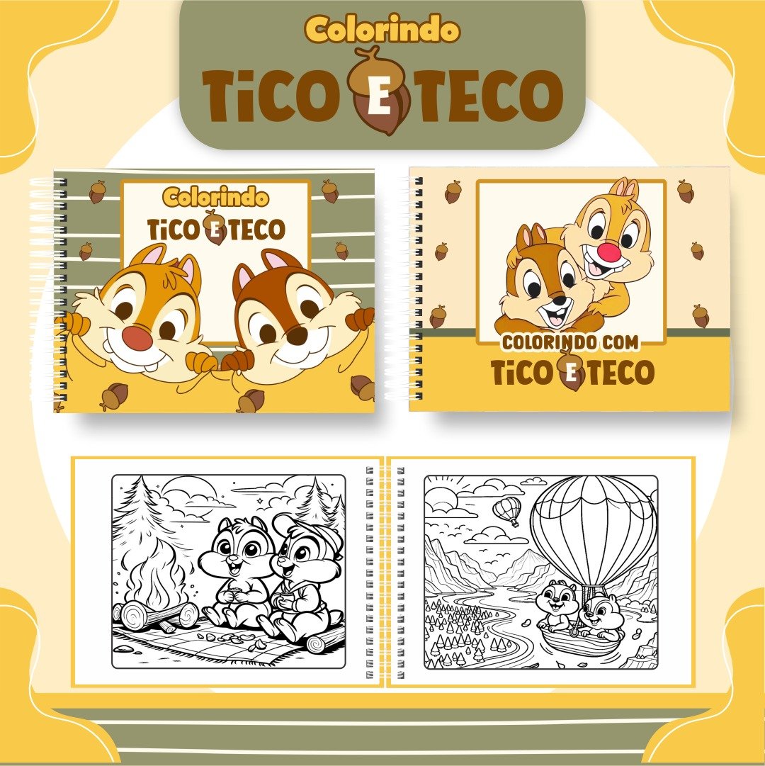 20) TICO E TECO Arquivo Livro de Colorir Tico e Teco - Imagem 1