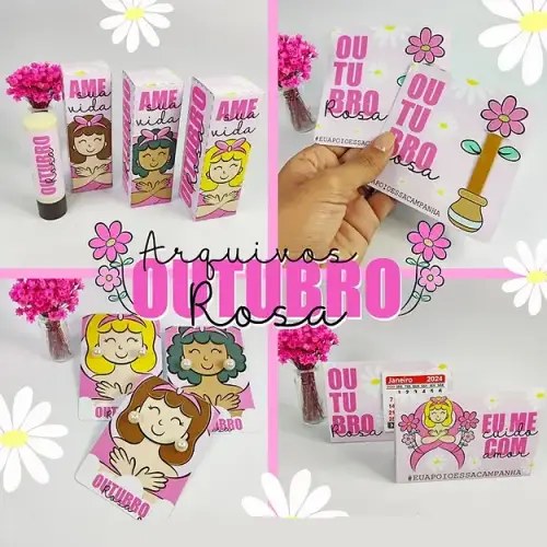 2023-Outubro-Rosa-DESENHITOS-DA-JANA Arquivo Outubro Rosa Mini Coleção - Imagem 1