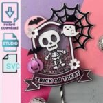 Arquivo Topo de Bolo Halloween Caveira