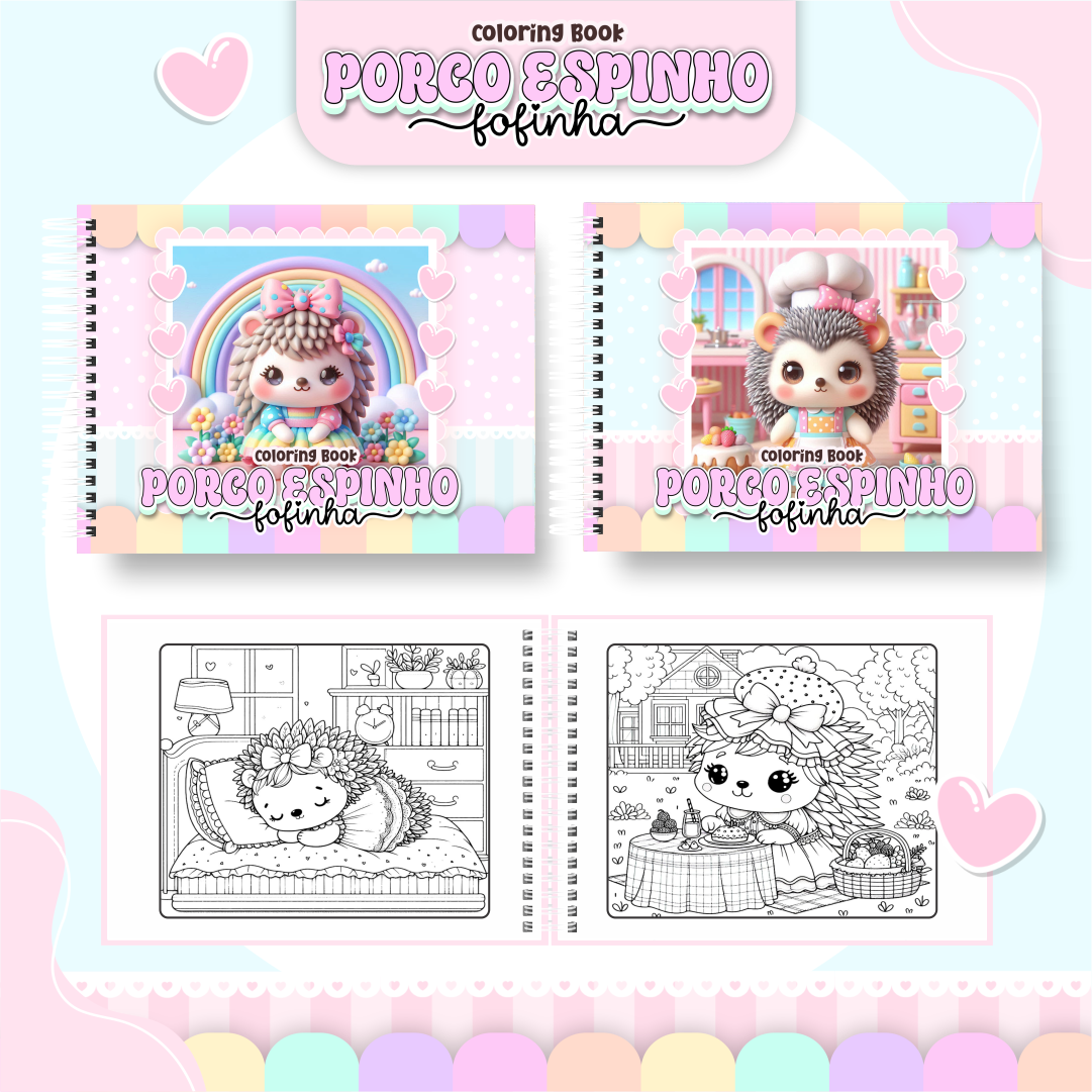 28) PORCO ESPINHO FOFINHA Arquivo Livro de Colorir Porco Espinho Fofinha - Imagem 1