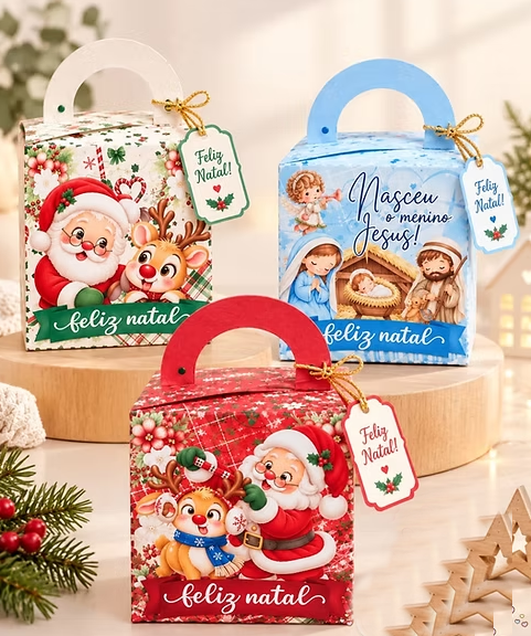 3 - Caixa Mini Panetone Arquivo Natal Caixa Mini Panetone - Imagem 1