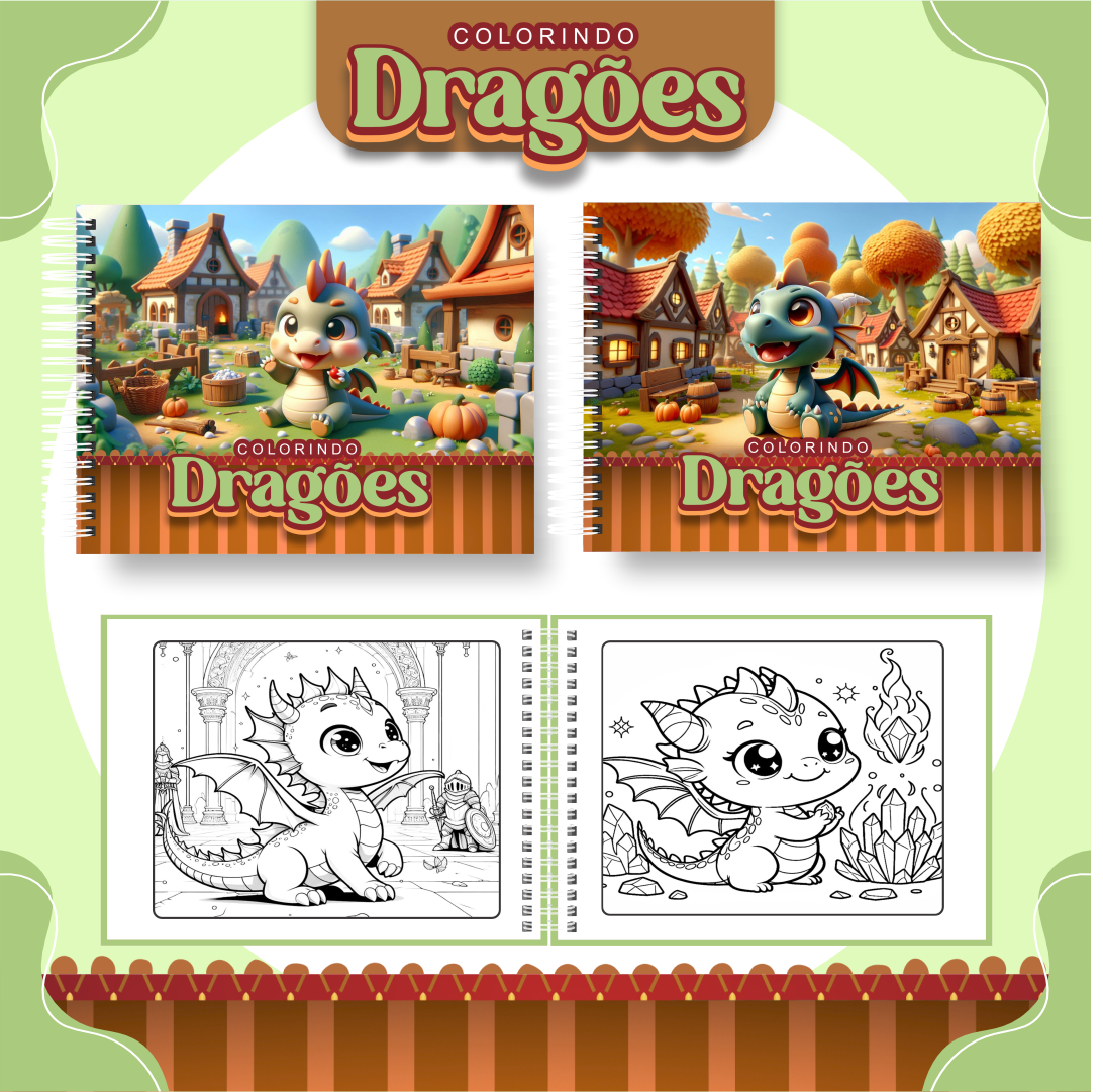 39) DRAGÕES Arquivo Livro de Colorir Dragões - Imagem 1