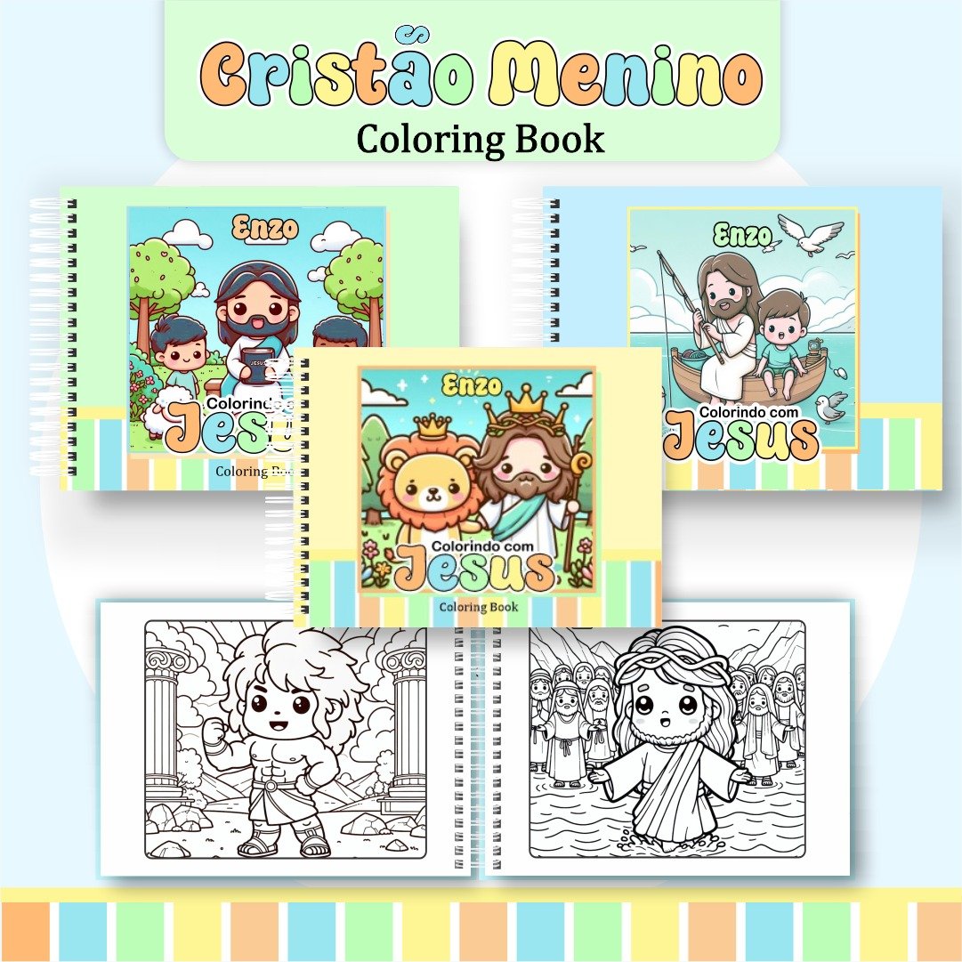 4) CRISTÃO MENINO Arquivo Livro de Colorir Cristão Menino - Imagem 1
