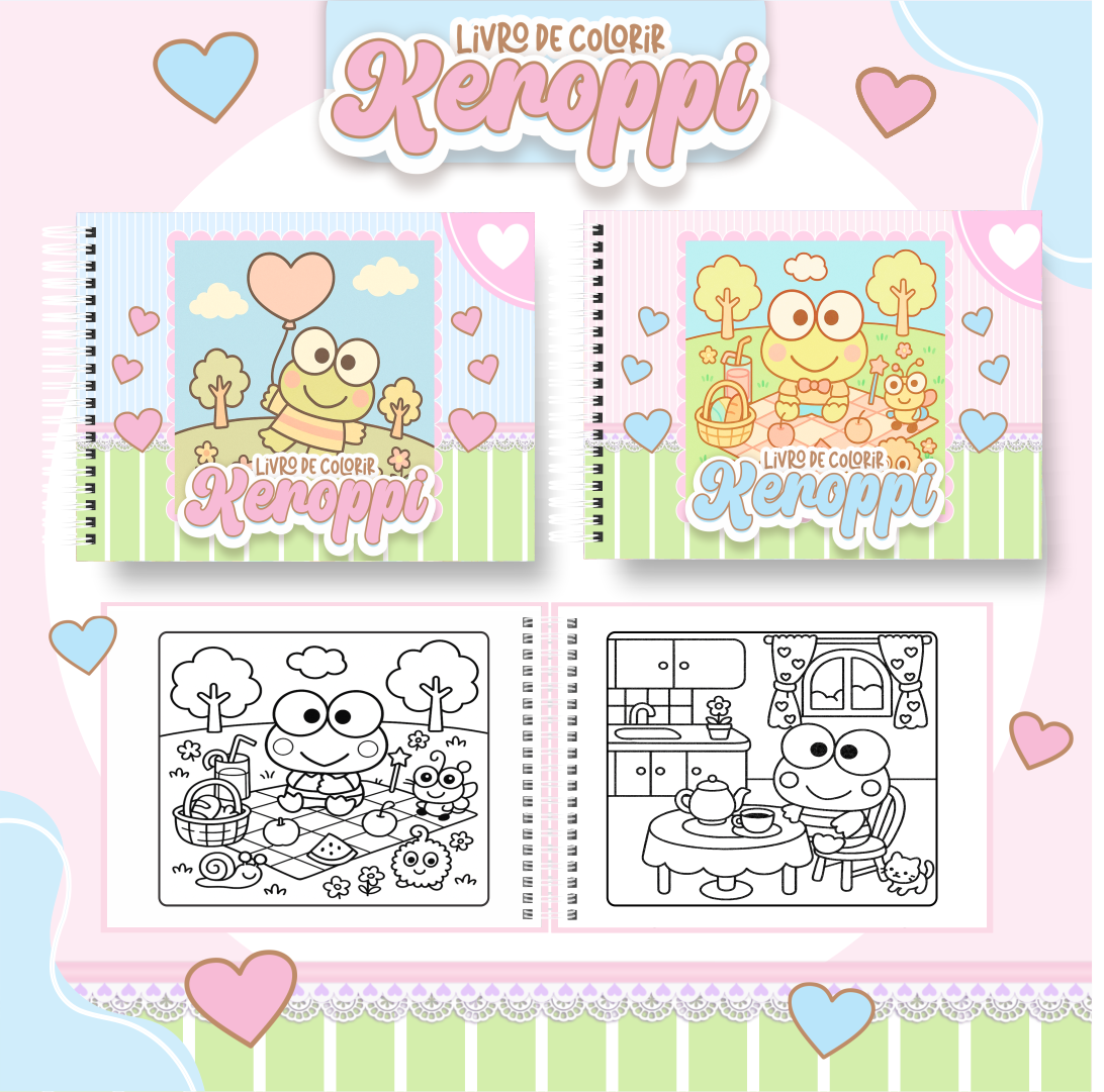 50) KEROPPI Arquivo Livro de Colorir Keroppi - Imagem 1