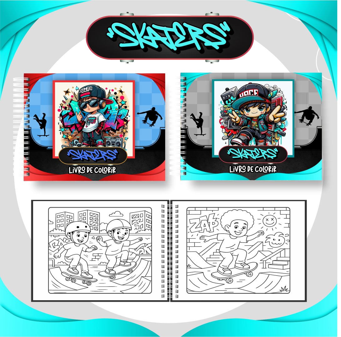 56) SKATERS Arquivo Livro de Colorir Skaters - Imagem 1