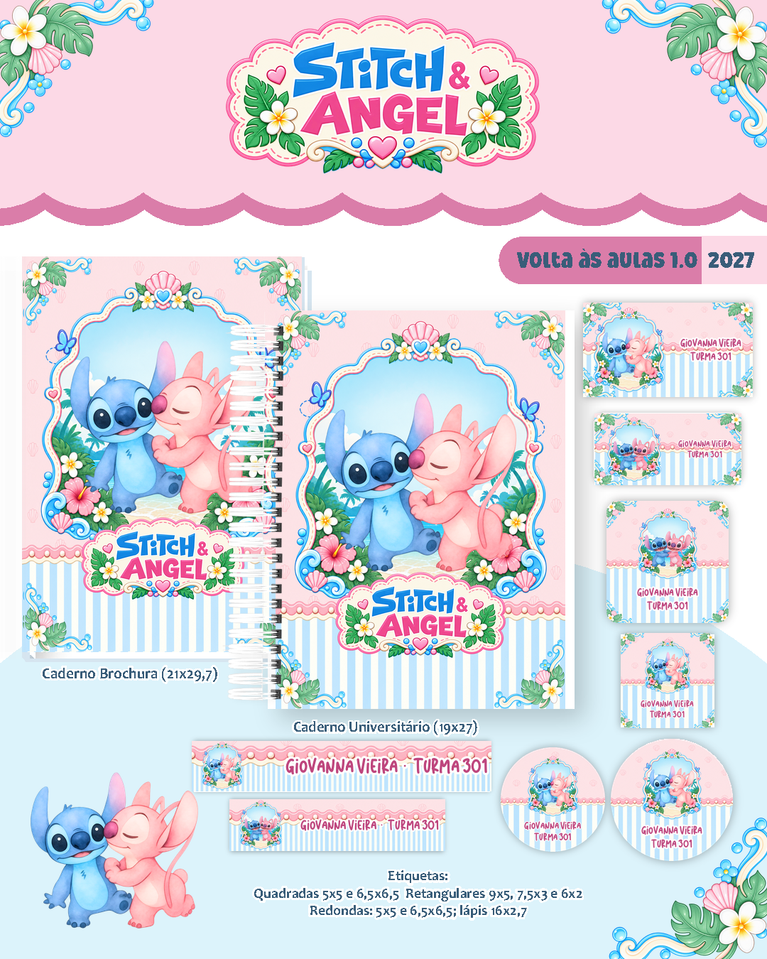 57) STITCH & ANGEL Arquivo Combo Escolar Stitch & Angel 2027 - Imagem 1