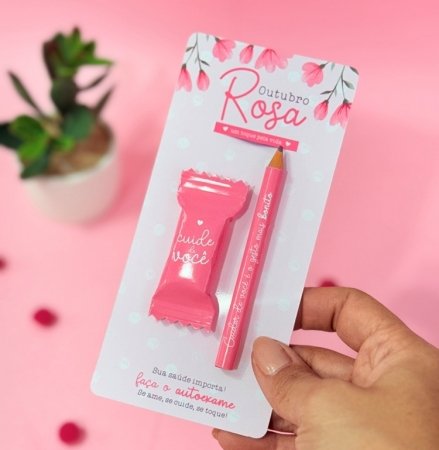 6 - Card Lápis Balinha Arquivo Outubro Rosa Card Lápis e Balinha - Imagem 1