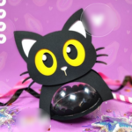 Arquivo Halloween Suporte Bola Acrílica Gato Preto