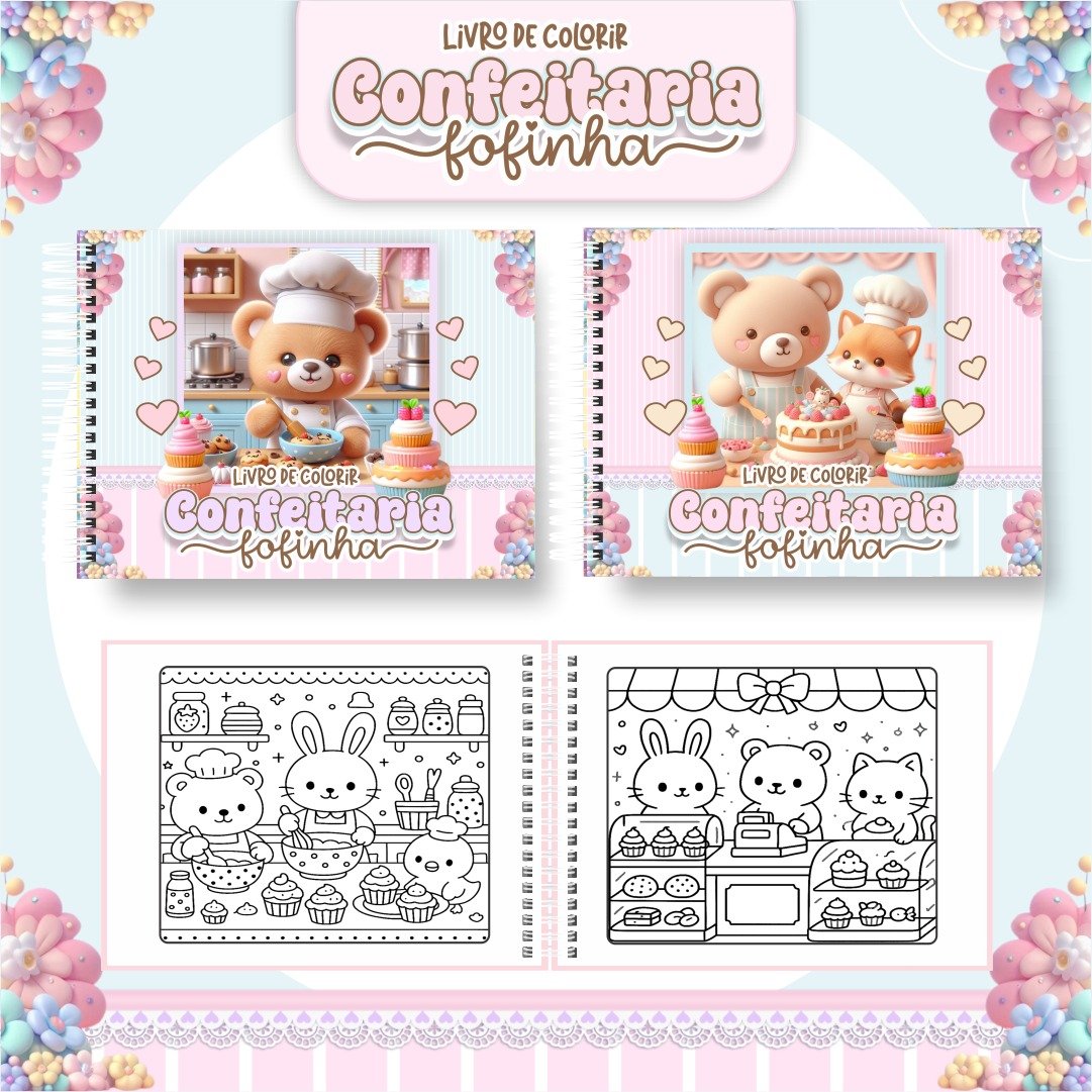 60) CONFEITARIA FOFINHA Arquivo Livro de Colorir Confeitaria Fofinha - Imagem 1