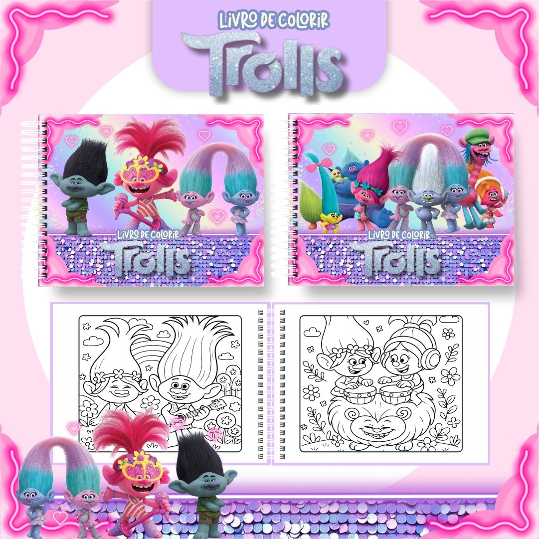 61) TROLLS Arquivo Livro der Colorir Trolls - Imagem 1