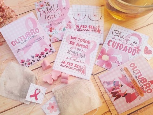 8-Porta-Cha Arquivo Outubro Rosa Envelope Chá - Imagem 1