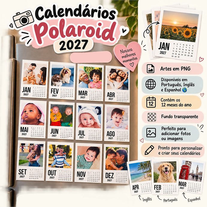 9 - Molduras Calendário Polaroid 2027 Arquivo Molduras Calendário Polaroid 2027 - Imagem 1