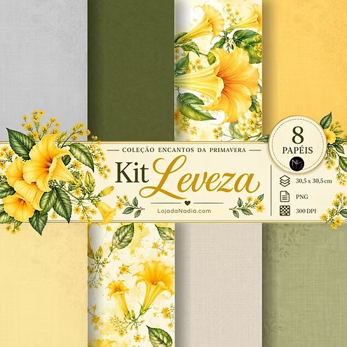 Encantos da Primavera Girassol - Papéis 2 Kit Digital Encantos da Primavera Girassol - Papéis 2 - Imagem 1